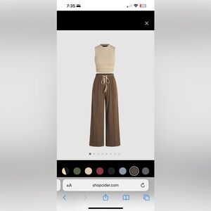 RUCHED TANK CROP TOP & ELASTIC WAIST KNOTTED TROUSERS SET